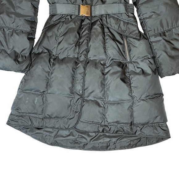 Cole Haan Long Down Belted Black Puffer Jacket SMALL - Picture 3 of 12